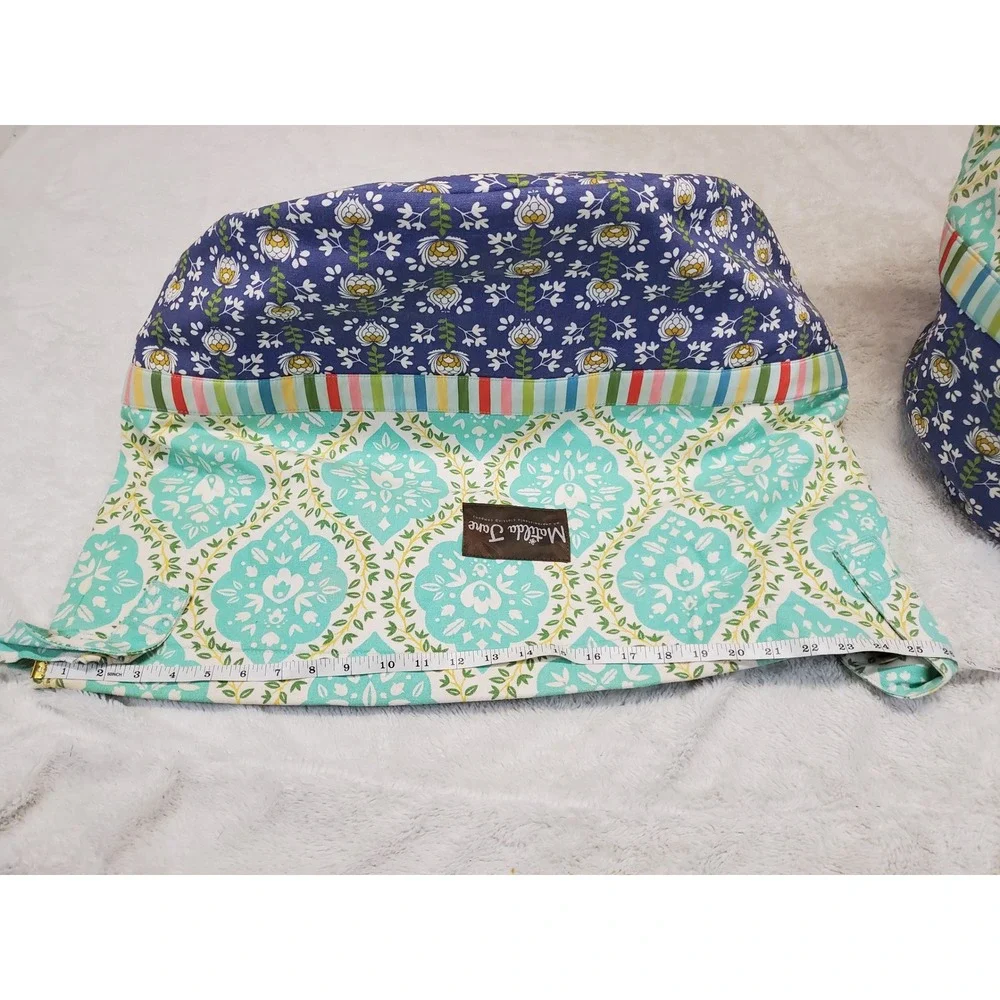 Matilda Jane Mint Green Blue FLoral Daydream Fabric Storage Tote Toy Box Set 2